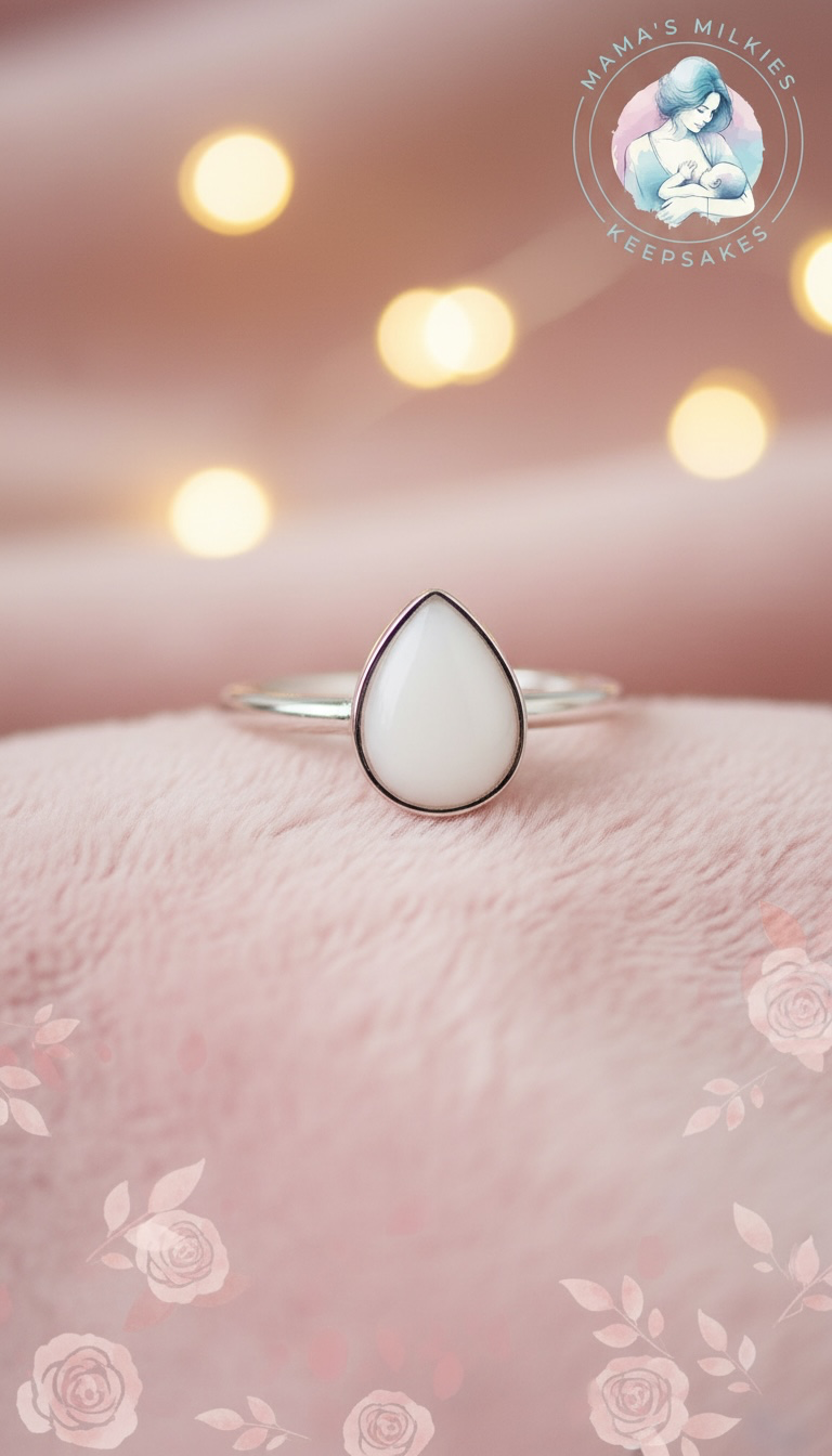 Pear Drop Breastmilk keepsake ring
