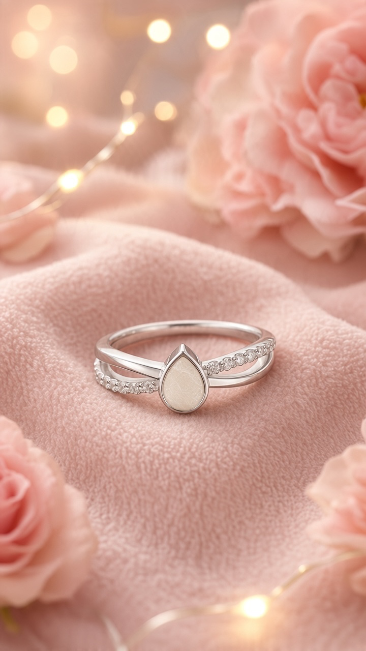 Infinity pear drop breastmilk keepsake ring