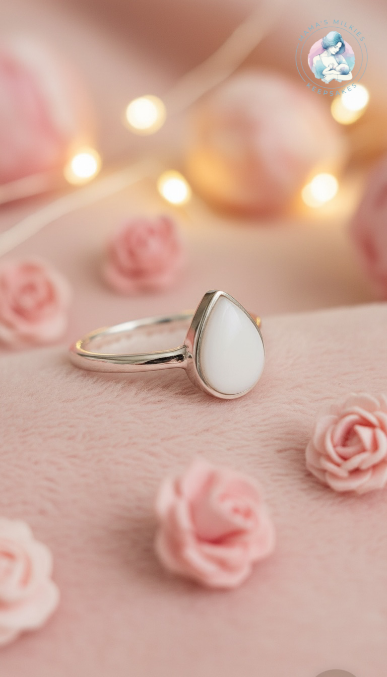 Pear Drop Breastmilk keepsake ring