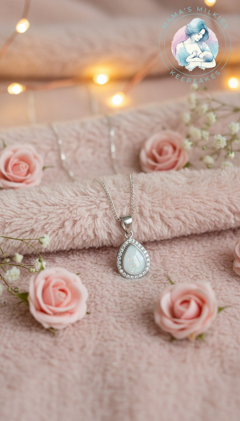 Pear drop diamanté breastmilk keepsake necklace
