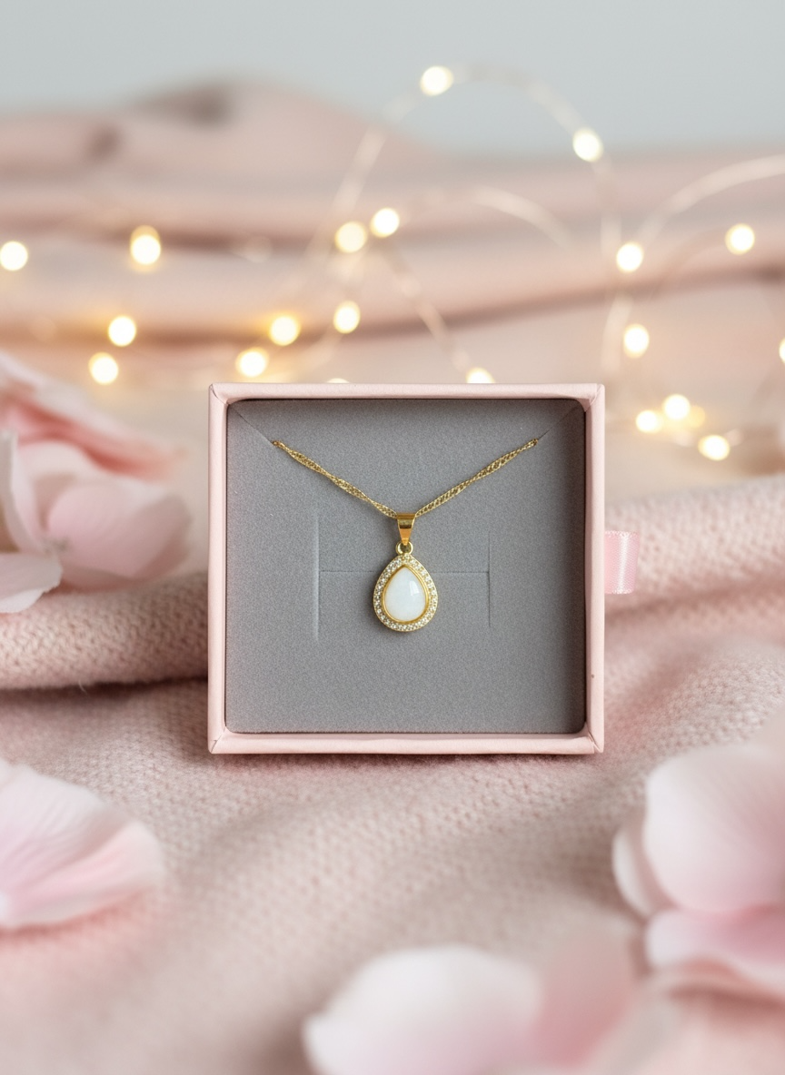 Pear drop diamanté breastmilk keepsake necklace