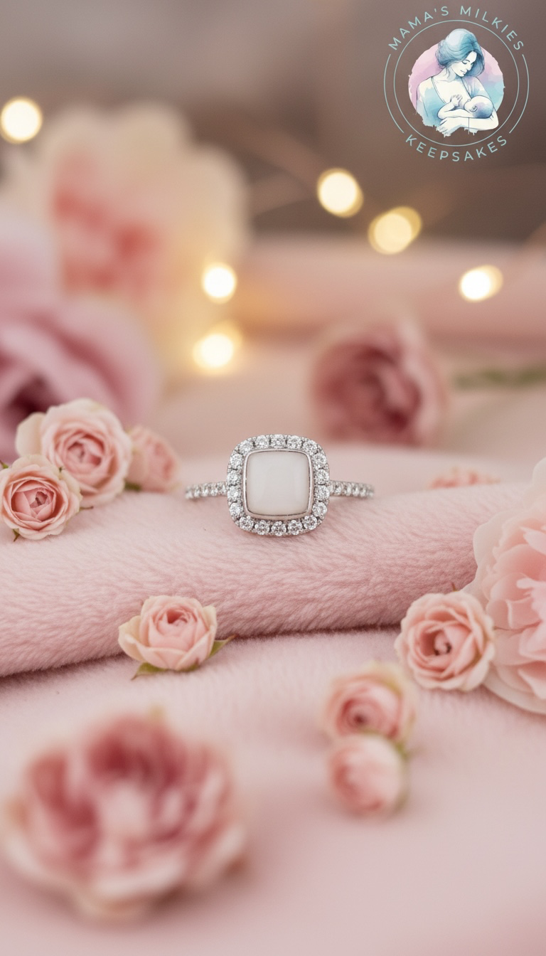 Cushion diamanté breastmilk keepsake ring