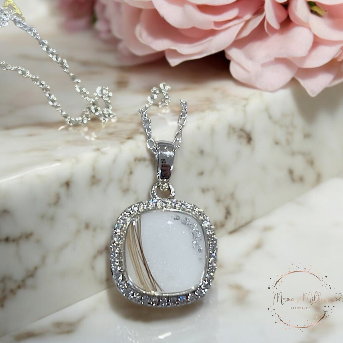 Cushion Diamante breastmilk necklace