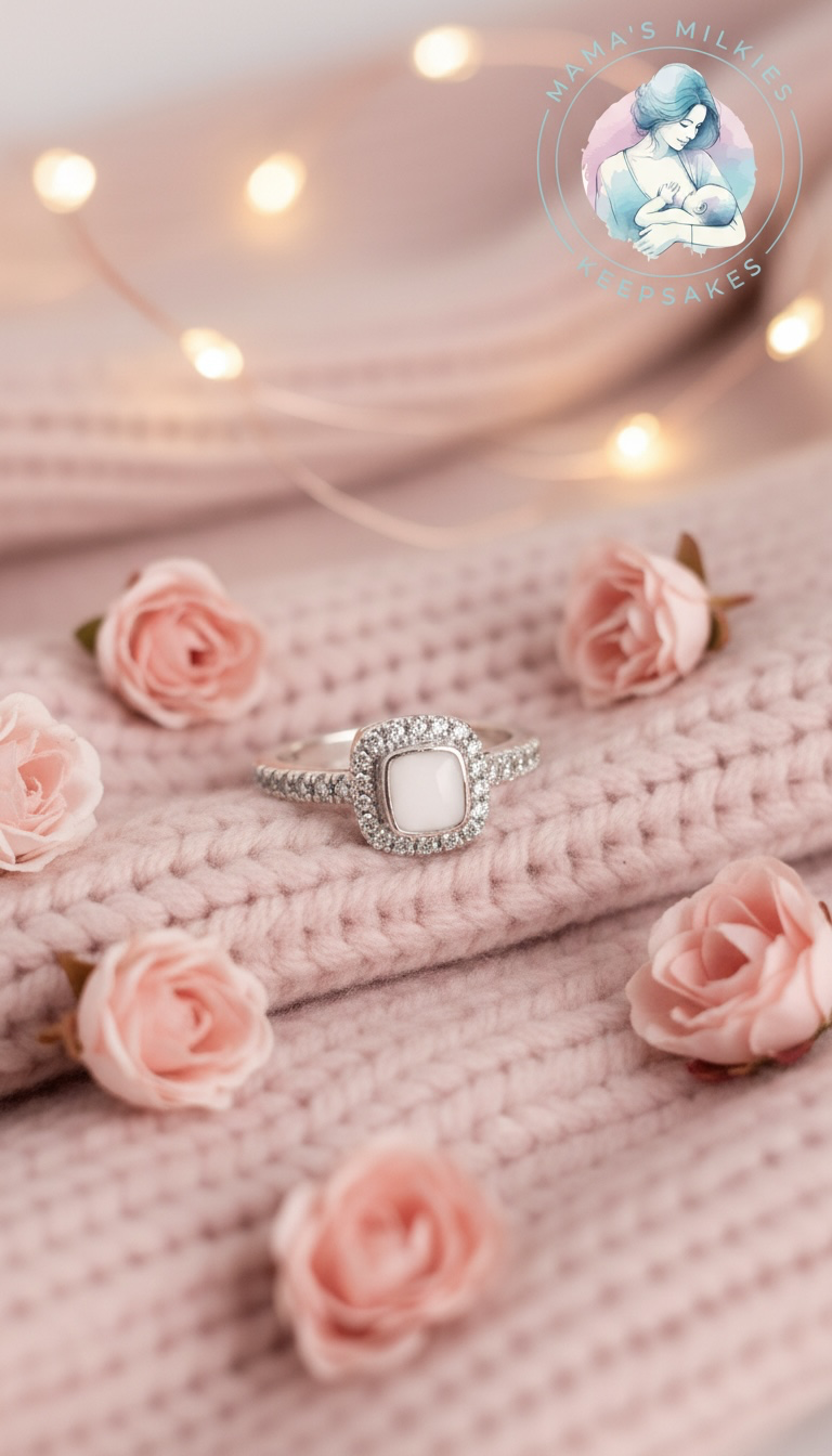 Cushion diamanté breastmilk keepsake ring