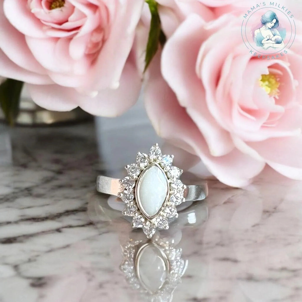 Marquise diamanté breastmilk ring