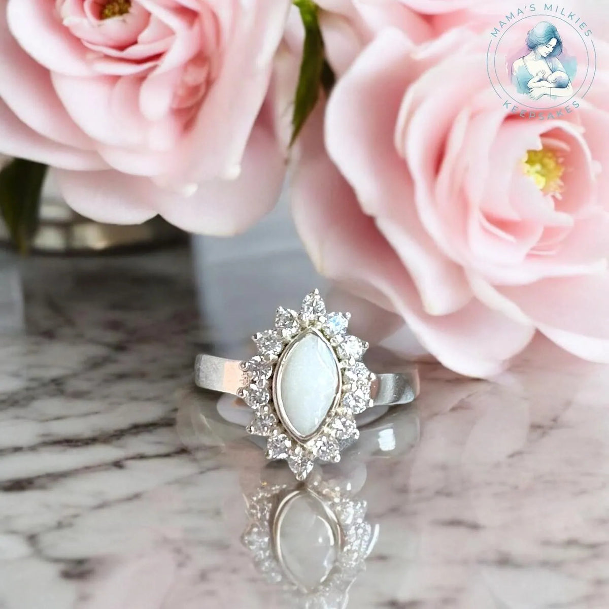 Marquise diamanté breastmilk ring