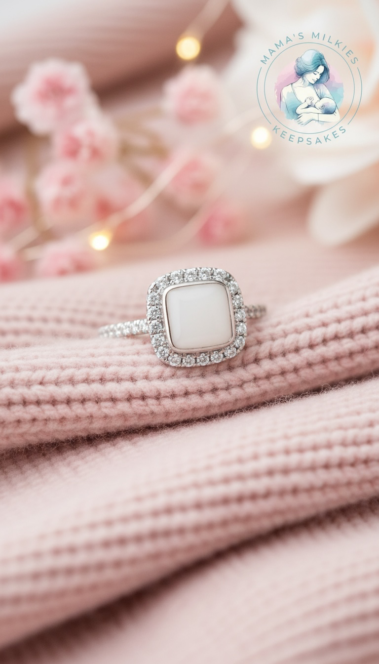 Cushion diamanté breastmilk keepsake ring