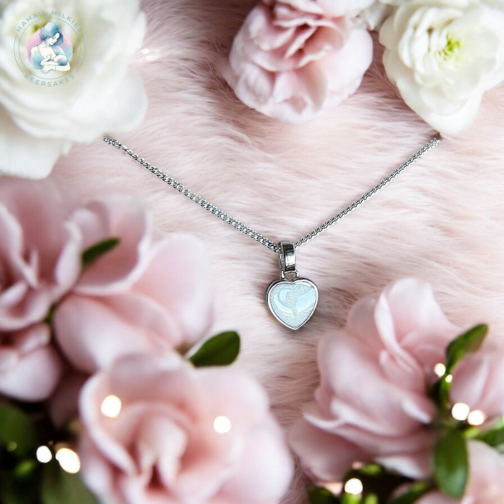 Dainty heart breastmilk keepsake necklace