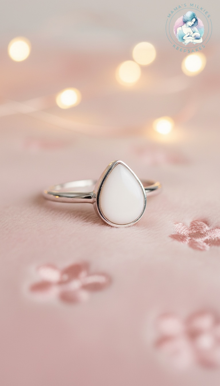 Pear Drop Breastmilk keepsake ring