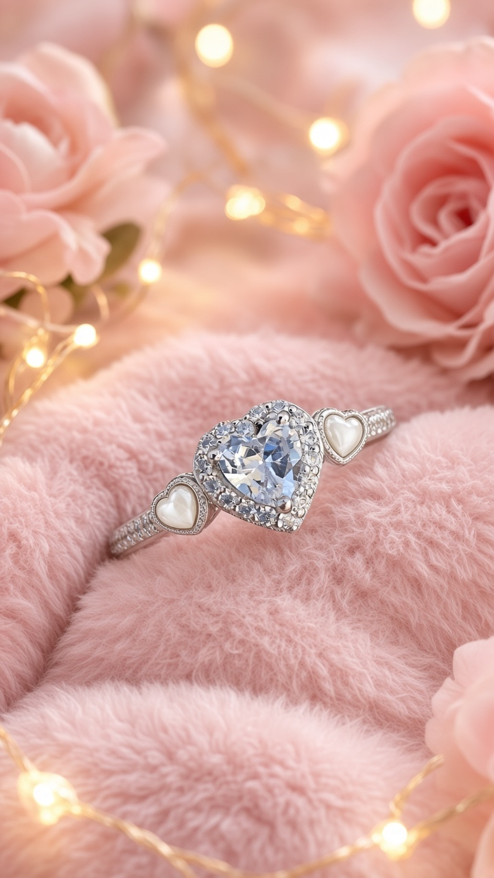 Heart trio breastmilk keepsake ring