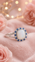 Birthstone cushion diamante breastmilk keepsake ring