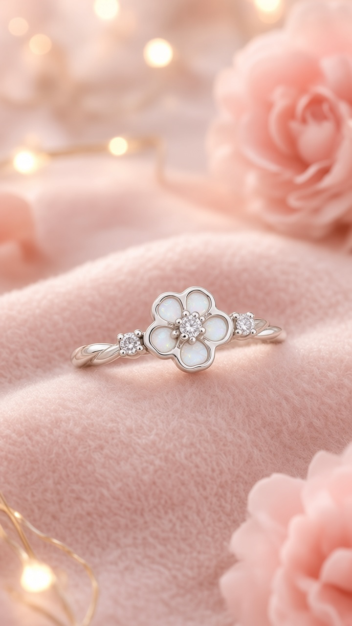 Forget me not breastmilk keepsake ring